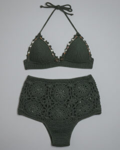 Conjunto Verde Oliva Vintage Crochet