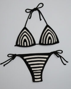 Bikini Rayas Blanco Y Negro Crochet