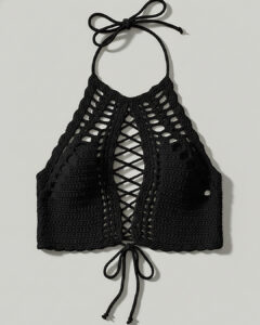 Top Crochet Lace Negro